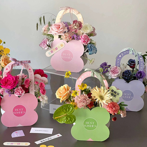 Sacchetti per Bouquet di fiori in carta Kraft con manico per negozi di fiori, imballaggi per confezioni regalo a prova di acqua