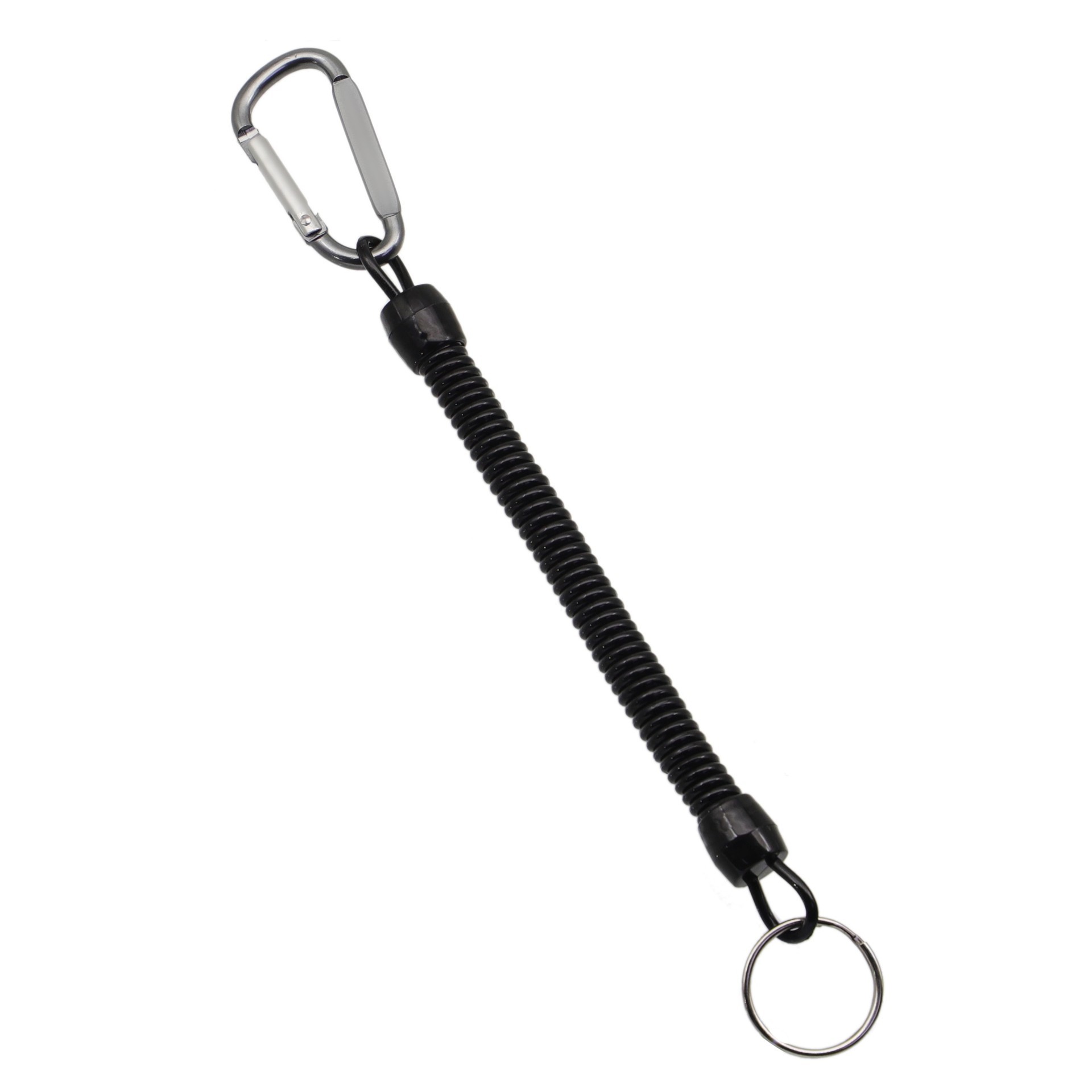 Gray buckle, black rope, iron ring