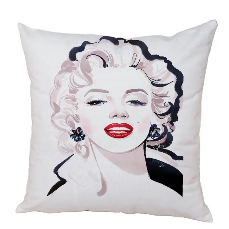 Super Star Marilyn Monroe Simple coloré dessin animé taie d'oreiller Sexy fille en peluche taie d'oreiller décor à la maison canapé jeter housse de coussin