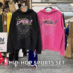 Bộ đồ thể thao mùa đông áo hoodie nỉ in hình quần thể thao cặp đôi phong cách đường phố hip-hop - Product Image 1