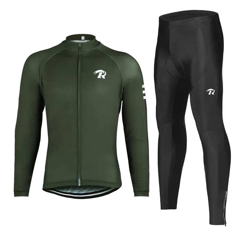 Ensembles de vêtements de cyclisme Ciclismo Hommes vert Jersey Été Séchage rapide Maillot Bicycle Team respirant à manches longues