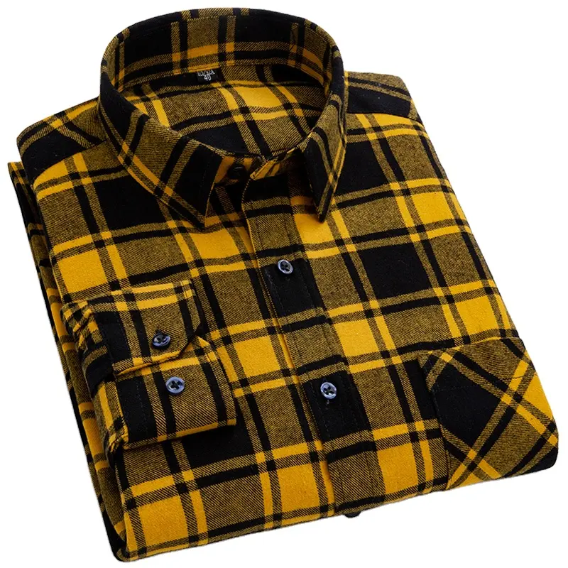 OEM/ODM 2024 nuevo estilo diseño de moda camisas hombre Oficina algodón botón manga larga mens Plaid y franela sólida camisa casual