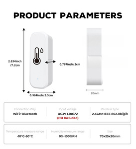 Sensor inalámbrico de temperatura y humedad EParthub para monitoreo inteligente y control de comodidad en el hogar - Product Image 2