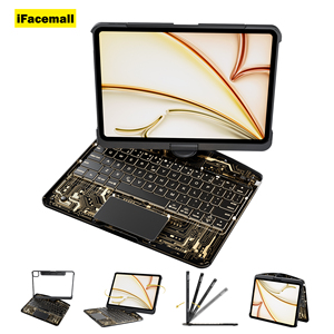 Ifacemall עיצוב מיוחד סיבוב במקרה מקלדת 12.9 אינץ 'תאורה אחורית אלחוטי חכם מקלדת במקרה ipad pro 12.9 2018 2020 2021