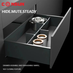 Rieles telescópicos ocultos, 3 canales plegables, empuje para abrir, cierre suave, deslizamiento de cajón oculto - Product Image 5