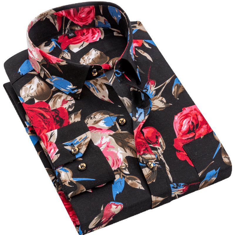 CY177 chemise imprimée à manches longues pour hommes