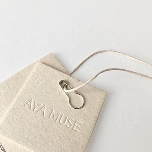 Eco-Friendly Special Paper Embossed and <strong>Printed</strong> Logo Swing <strong>Tags</strong> With <strong>String</strong> and Safety Pin for Clothing