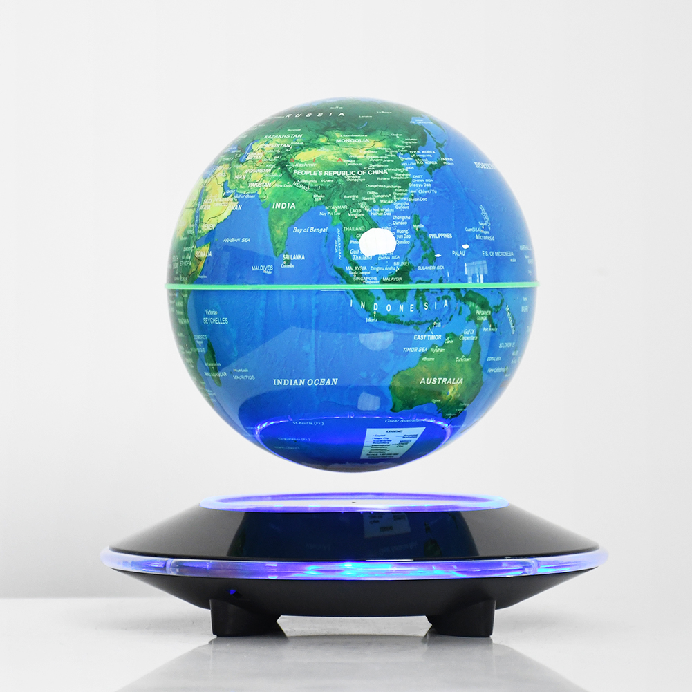 Base noire - Éclairage couleur globe bleu foncé