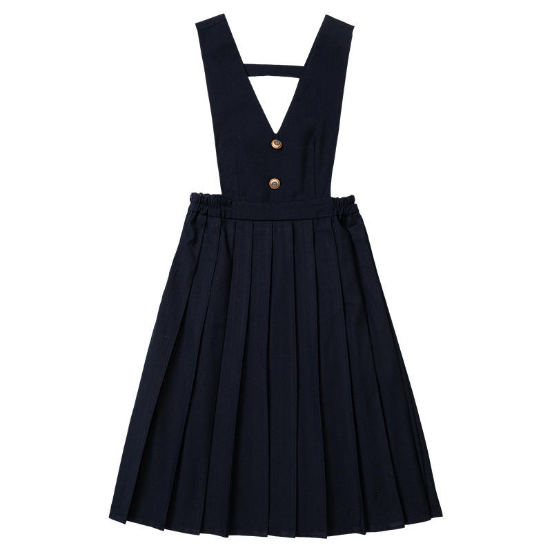 สีน้ำเงินเข้มมีสายเอี๊ยม/กระโปรงผ้าอ้อม