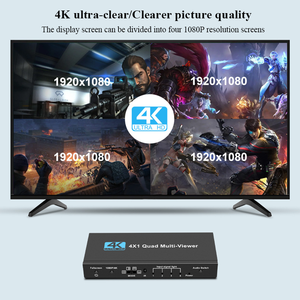 Divisor HDMI con control remoto 4 en 1 Quad Multi-VIEWER HD División de pantalla Soporte de conmutación sin costuras 4K 30Hz
