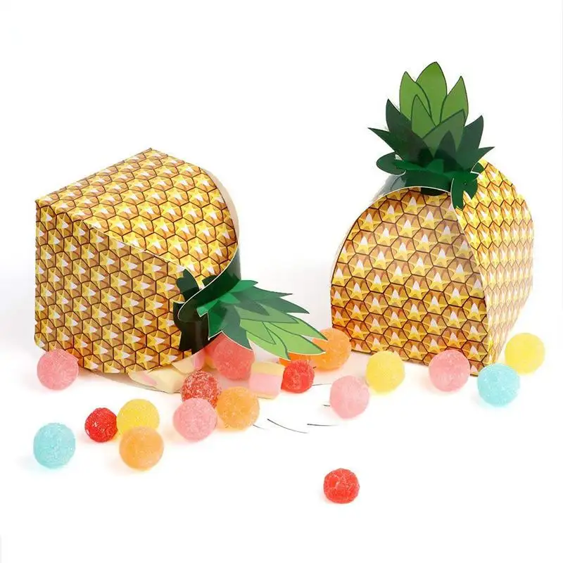 3D büyük ananas Mini şeker hediye kutuları yaz plaj havuzu meyve parti süslemeleri hediye keseleri sarma malzemeleri