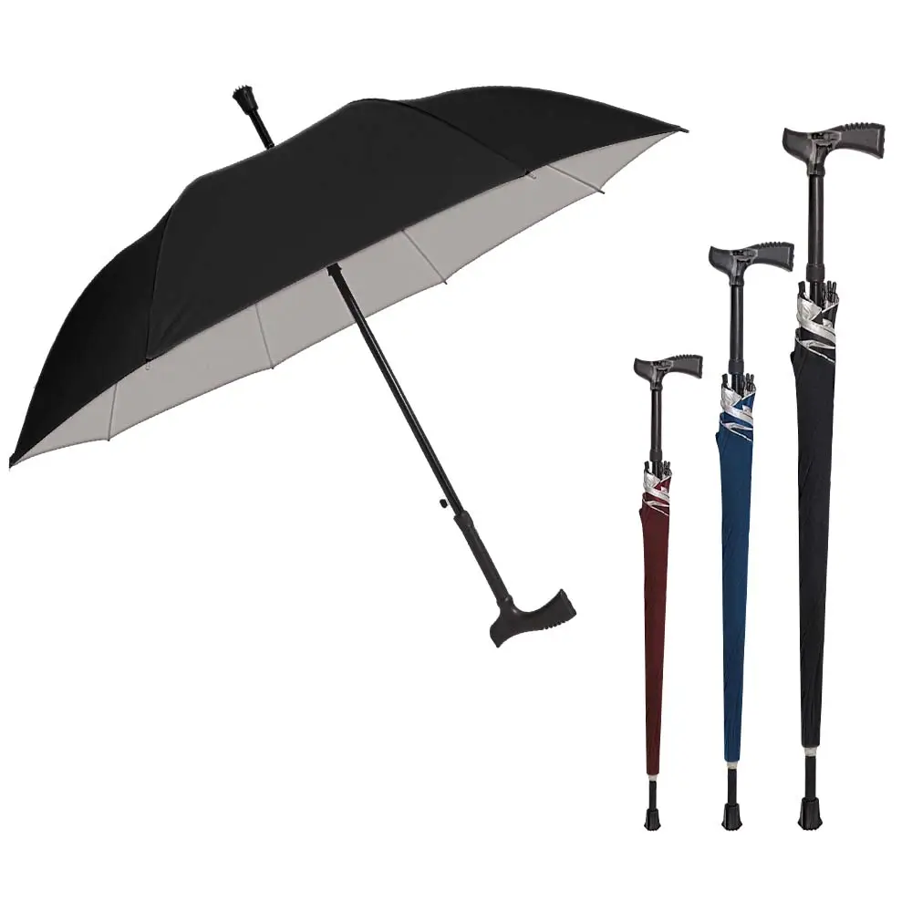 All in 1 Gehstock Straight Halbautomati scher Regenschirm Gentleman Geeignet für Old Man Cane Giveaways Regenschirme