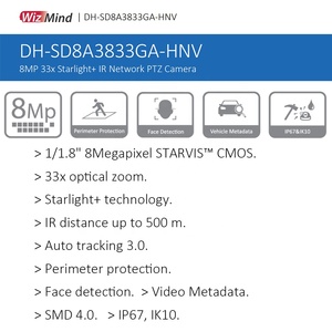 <strong>Dahua</strong> 1/1.8&quot; 8Mp 33x Zoom Cctv Ptz <strong>Camera</strong> 40x 500m Long Range IR Face Detection Auto Tracking Ptz <strong>Camera</strong> 4k SD8A3833GA-HNV - Product Image 2