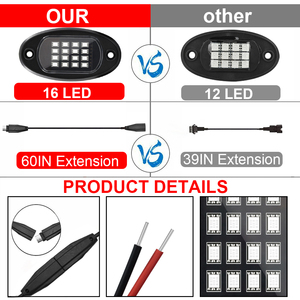RGB <strong>LED</strong> Rock Lights <strong>Kit</strong> 1 in 4/<strong>6</strong>/8/10/12pcs with BT App Control Flashing Music Mode Wheel Well Light for Truck ATV UTV - Product Image 3
