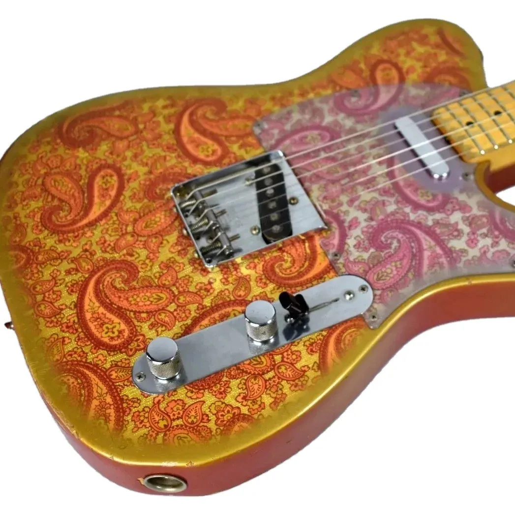 Masterbuilt Dale Wilsons 1969 Relic Gold Burst Pink Paisley Electric Guitar Maple Fingerboard Black Dot Inlay Vintage Tuners