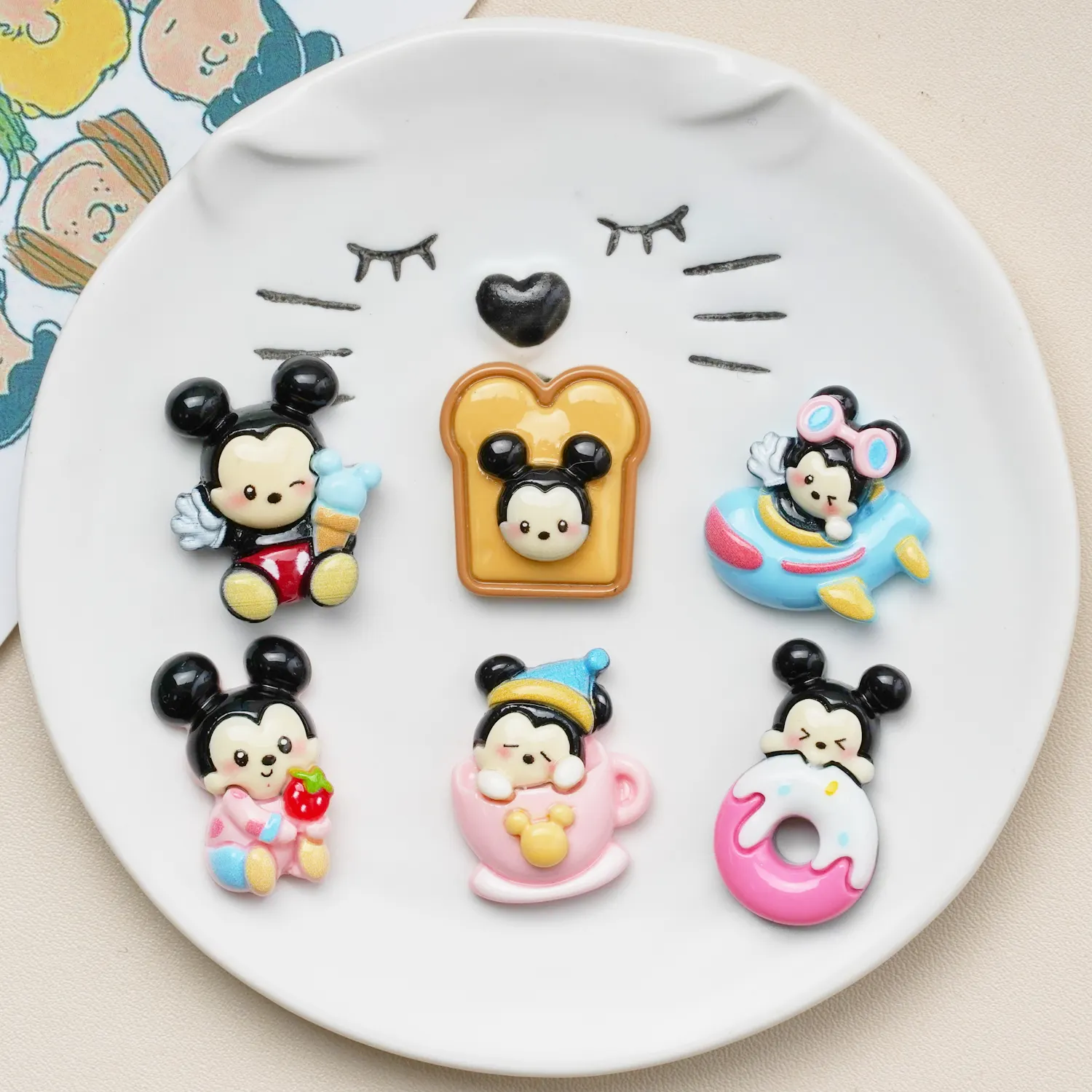 Kawaii dibujos animados ratón comida juguetes encanto resina accesorios para scrapbooking adornos pinzas para el cabello DIY hacer decoración del hogar