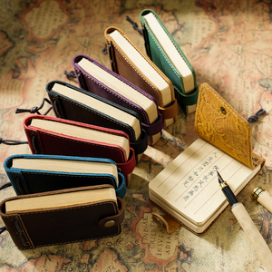 AIGUONIU hecho a mano cuero genuino tamaño pequeño Mini cuadernos cubierta Retro cuero de vaca diario diarios Vintage Memo Bloc de notas
