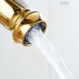 Phong Cách Châu Âu Mạ Vàng Chìm Đầu Cổ Đơn Lỗ Đồng Đồng Lạnh Và Ấm Kỳ Lân Vòi Phòng Tắm - Product Image 2
