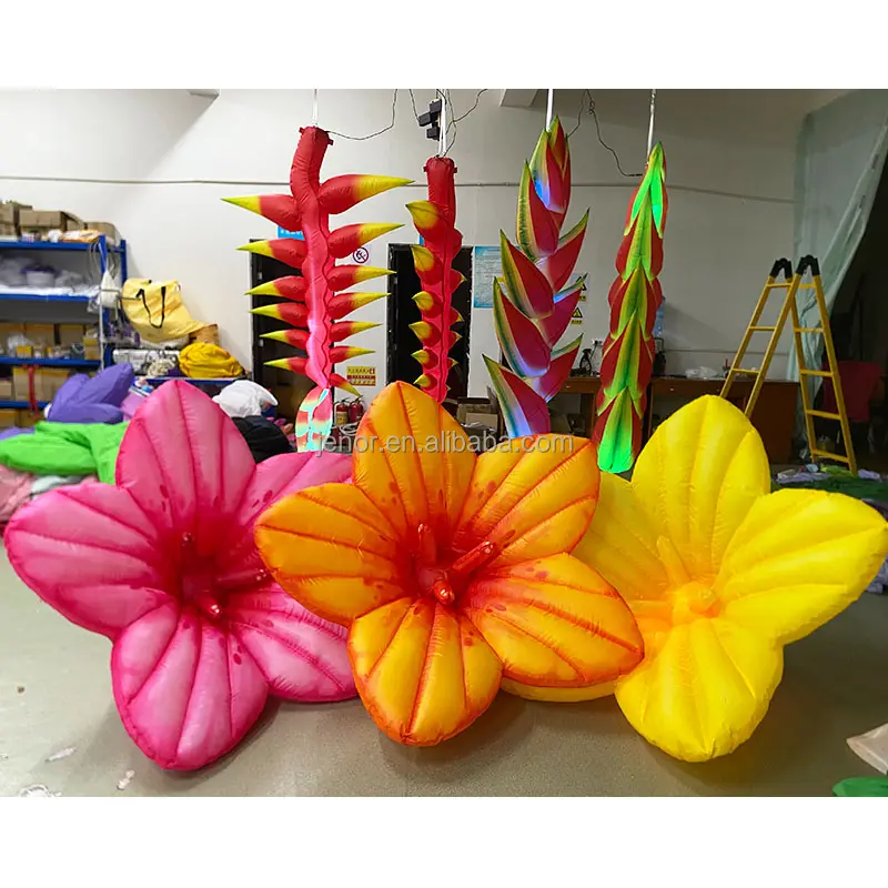 Opzichtige Kleurrijke Opblaasbare Bloemen Met Verlichting Voor Alice In Wonderland Party Decoraties