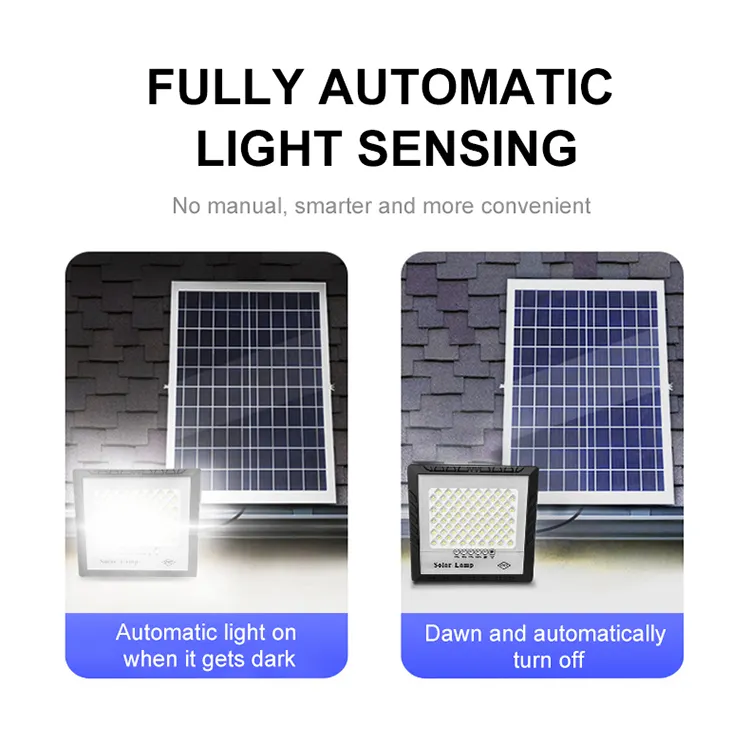 High-quality Outdoor Solar Led Lamp 30W 40W 60W 100W 200W 300W IP65 Energy Saving Spotlight Solar Garden Wall Light with Remote