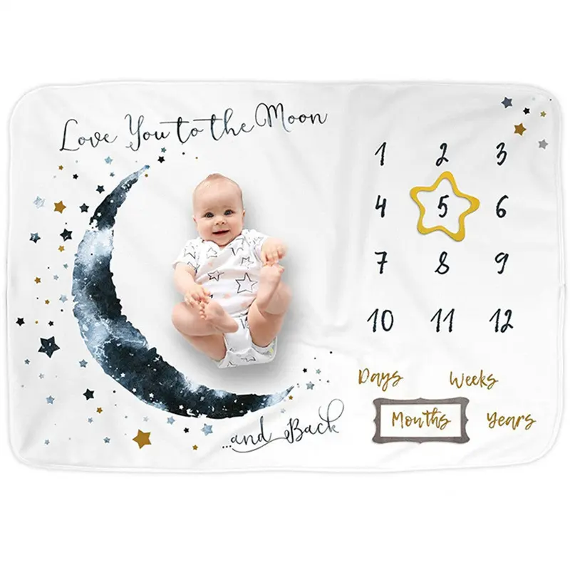 Coperta mensile per bambini tabella di crescita personalizzata per neonati coperta per pietre miliari personalizzata in morbido pile per fotografia