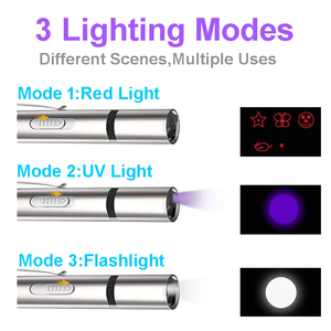 Mini USB Aufladen Laserlicht Zeiger 5 Muster LED Licht Taschenlampe Cat Laser Zeiger Spielzeug laser mit UV-Licht und Taschenlampe - Product Image 3