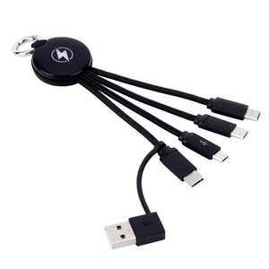 Llavero con logotipo luminoso personalizado Cable de datos de entrada dual Teléfono móvil multifuncional Carga rápida Cable de datos de dos a tres - Product Image 4