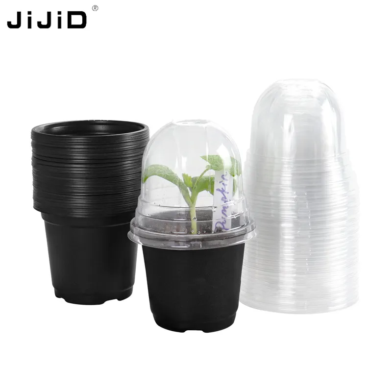 JiJiD Indoor Outdoor Garden Clear Nursery Humidity Dome Transparent Plastic Plant Pot Seedling Planter Seed Starter Flower Pots