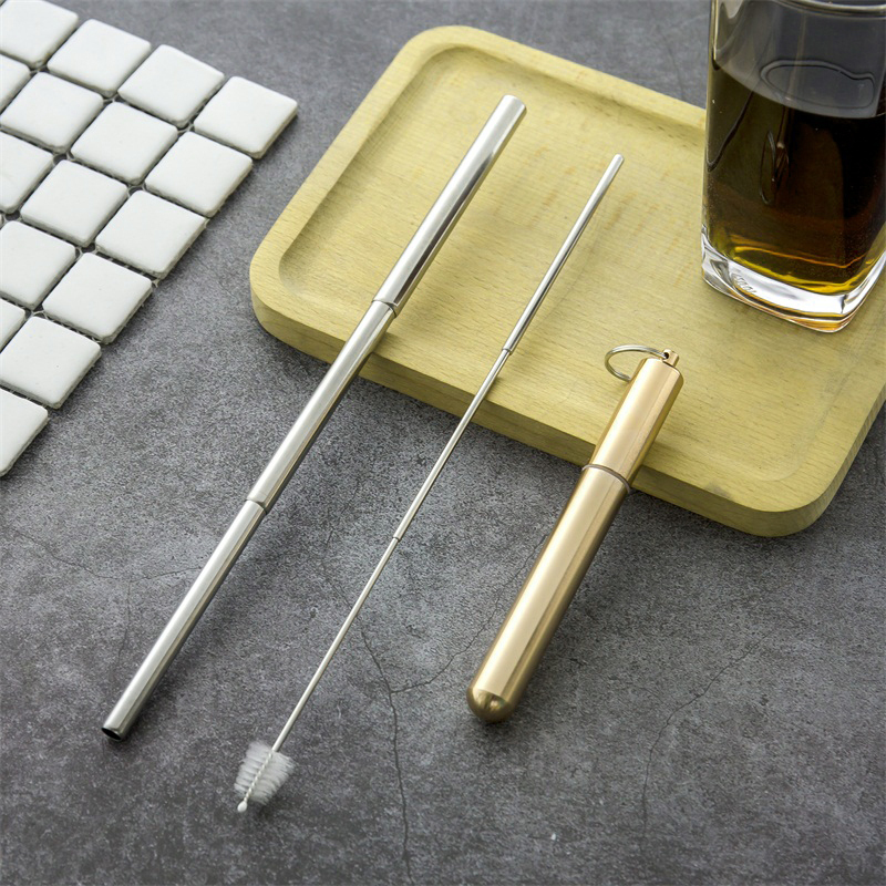 Gold case+silver straw