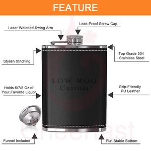 Màu Sắc Khác Nhau Rượu 6 Oz Đen Thép Không Gỉ Hip Flask - Product Image 3