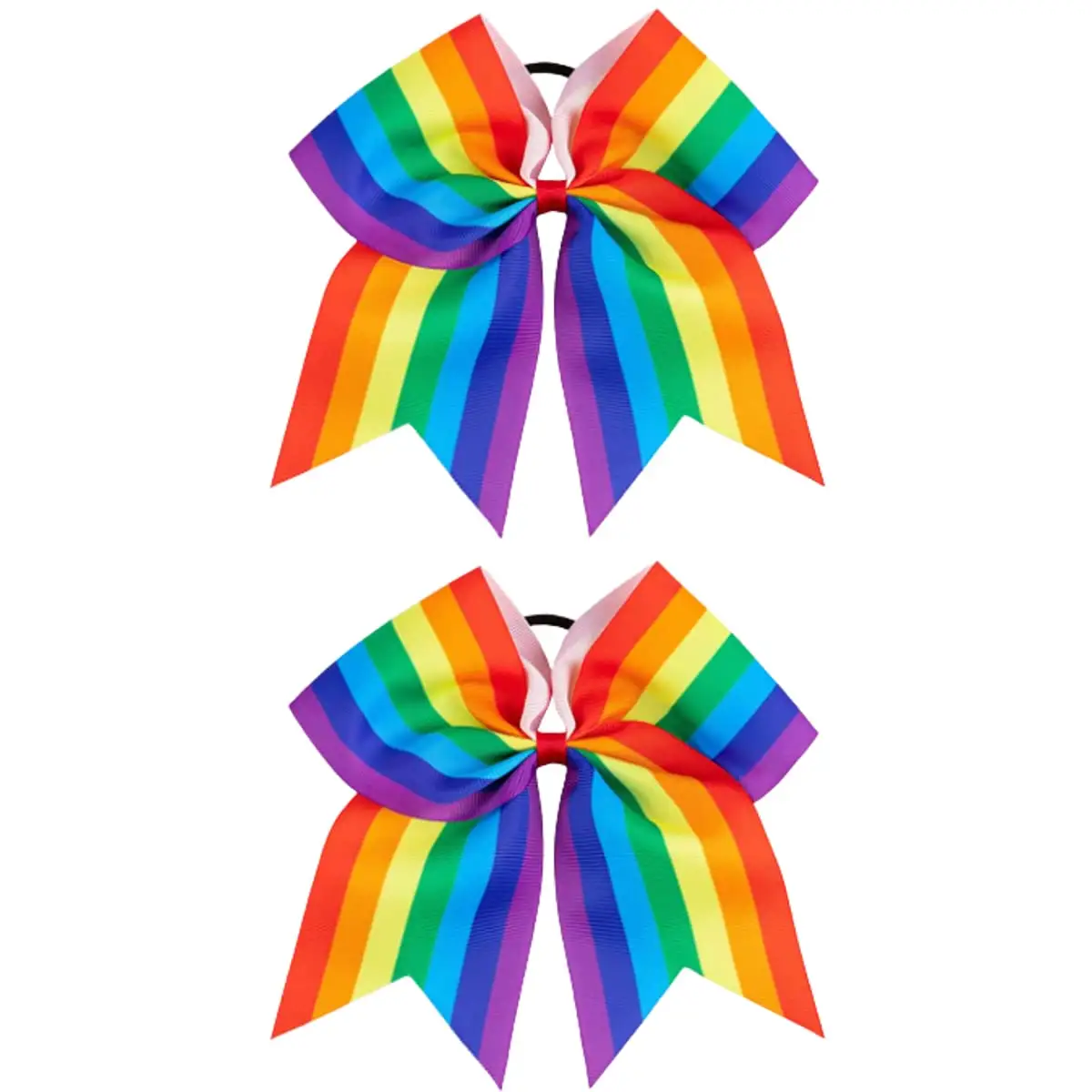 Rainbow Cheer Bows 8 Inch Jumbo Cheerleader Bows Ponytail Holder Cheerleading Bows Hair Tie Gay Pride Day Cheer Bows