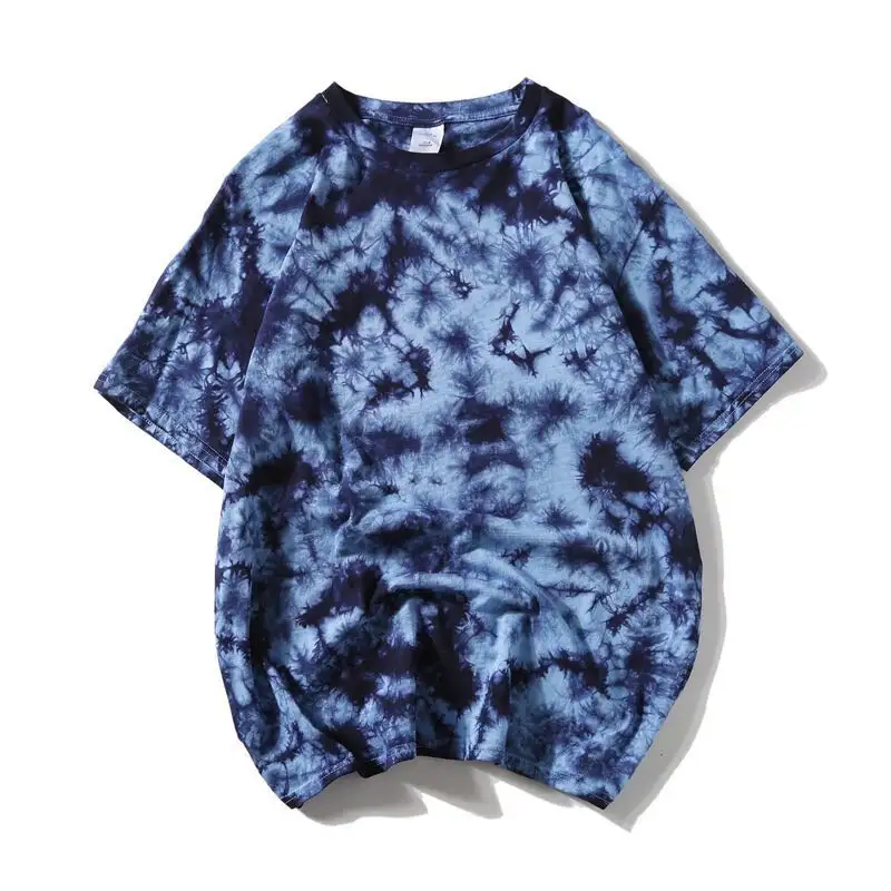 Summer Teenagers Supplier Factory Tie- dyed T shirt Men Directly Sales 100% Cotton Short Sleeve Hiphop Mens Street Wear