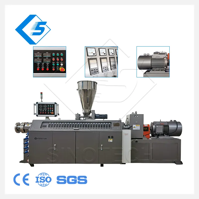 2023 New Design Sjsz Series Plastic Products Conical Double Screw Twin-Screw Extruder for Plastic PVC UPVC WPC Pipe Profile