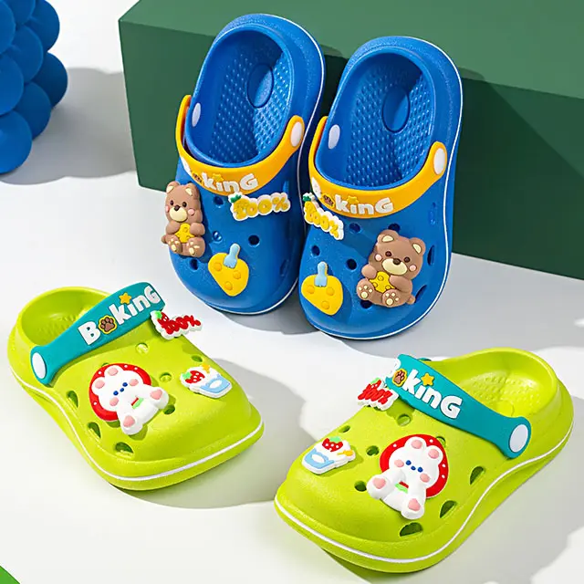 PVC Summer Cute Cartoon Children's Home Slippers Sandals Beach High Quality Breathable Garden Shoes Clogs For Kids
