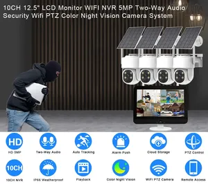 Solar-Überwachungs kameras Drahtloses 4MP FHD-Heims icherheits <span class=keywords><strong>system</strong></span> für den Außenbereich Batterie betriebenes 4-Kamera-Kit mit integriertem LCD-Monitor NVR
