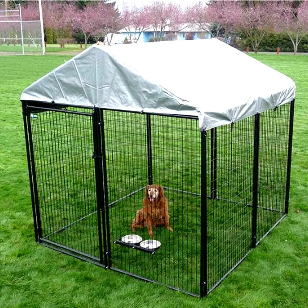 Питомники для собак с металлической проволокой 8 'x 4' x 6 ', большой уличный металлический домик для домашних животных с затенением