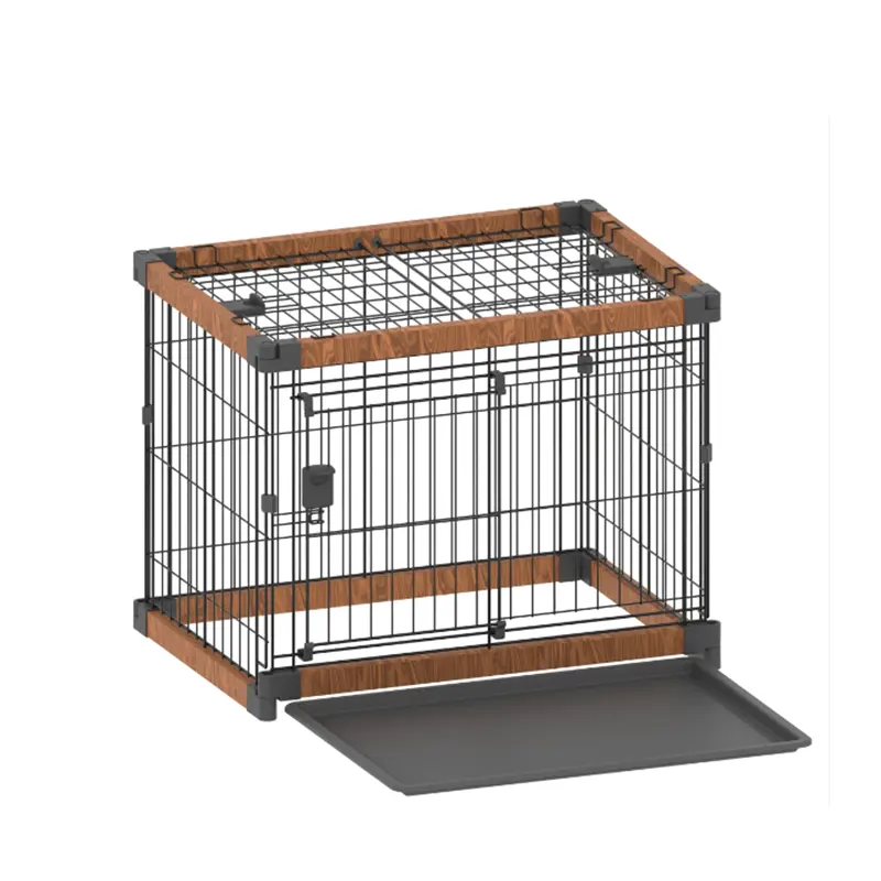 Высококачественная Складная Клетка для домашних животных, деревянно-пластиковая клетка для собак с железной стальной проволокой, клетка для собак