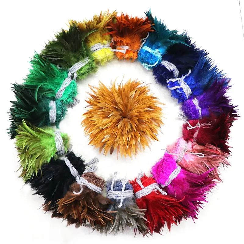 5-6 pulgadas (12-15 cm) venta a granel Natural blanqueado Multi-Color teñido de pollo Gallo plumas de la cola para el Carnaval traje