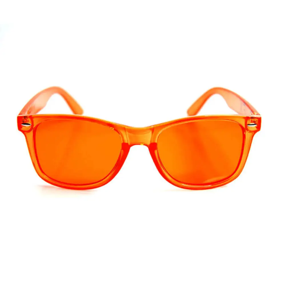 Clásico de plástico de Color estilo duro PC marco gafas de sol lente Color de la terapia de luz Chakra curación humor gafas
