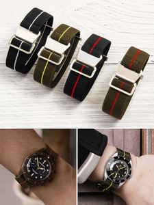 Pulseira De Nylon Elástica 18 20 22mm Tecido Trançado Macio Watch <span class=keywords><strong>Strap</strong></span> Cor Personalizada Paraquedas Francês Pulseira Inteligente