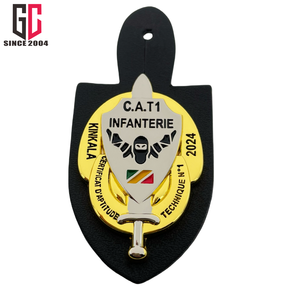 Factory Custom Security Metal <strong>Badge</strong> with Leather Backing - Product Image 2