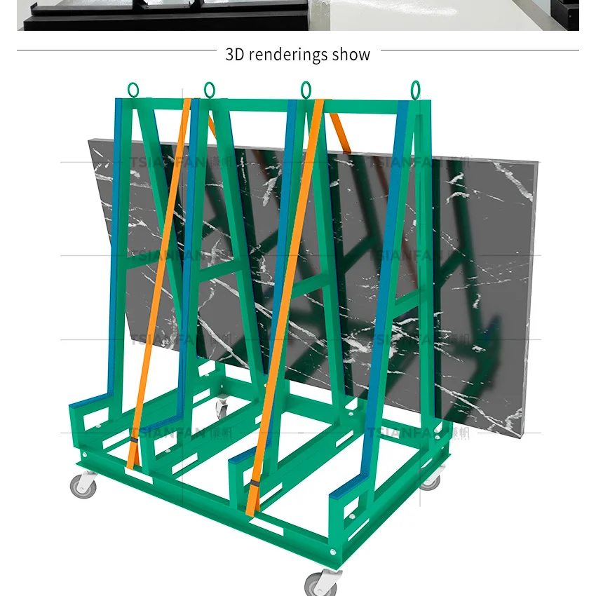 Tsianfan Metal Storage Transport Trolley Glass Granite A Frame Racks For Slab Tiles Display Stand Plate Stone Marble Showroom