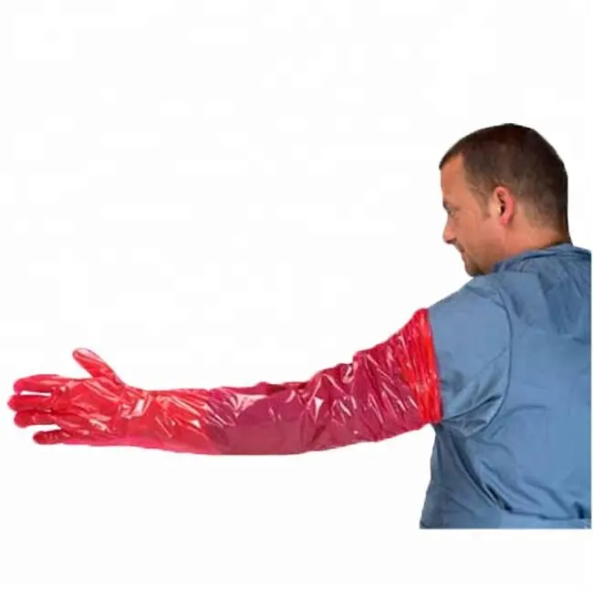 Strumento veterinario guanti veterinari in plastica a maniche lunghe da 90cm guanti per inseminazione artificiale