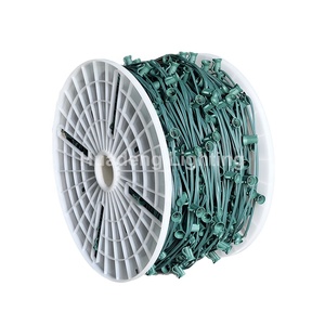 1000' Christmas <strong>C7</strong> Bulk Empty Socket <strong>Light</strong> <strong>String</strong> Spool SPT-1 Green Wire 12&quot;