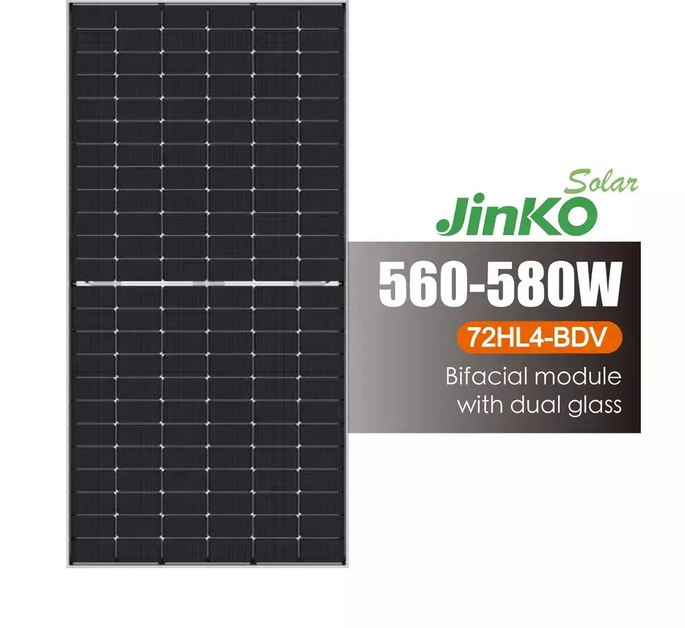 النمر الجدد N-نوع 72HL4-BDV 560-580 واط الطبقة واحد العلامة التجارية Jinko النمر لوحة طاقة شمسية ل وحدات فولتضوئيّة استخدام المنزلي