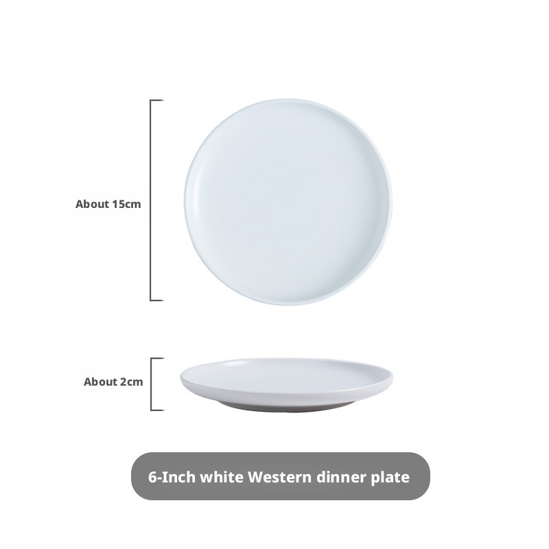 Plateau à pizza rond blanc mat de 6 pouces, petit