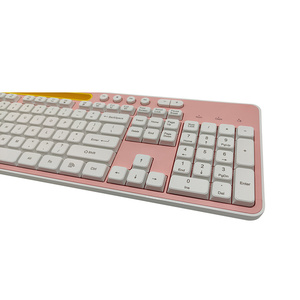 Precio de promoción de fábrica, teclas Multimedia rosas, membrana, teclado inalámbrico de 2,4g, teclado inalámbrico para ordenador