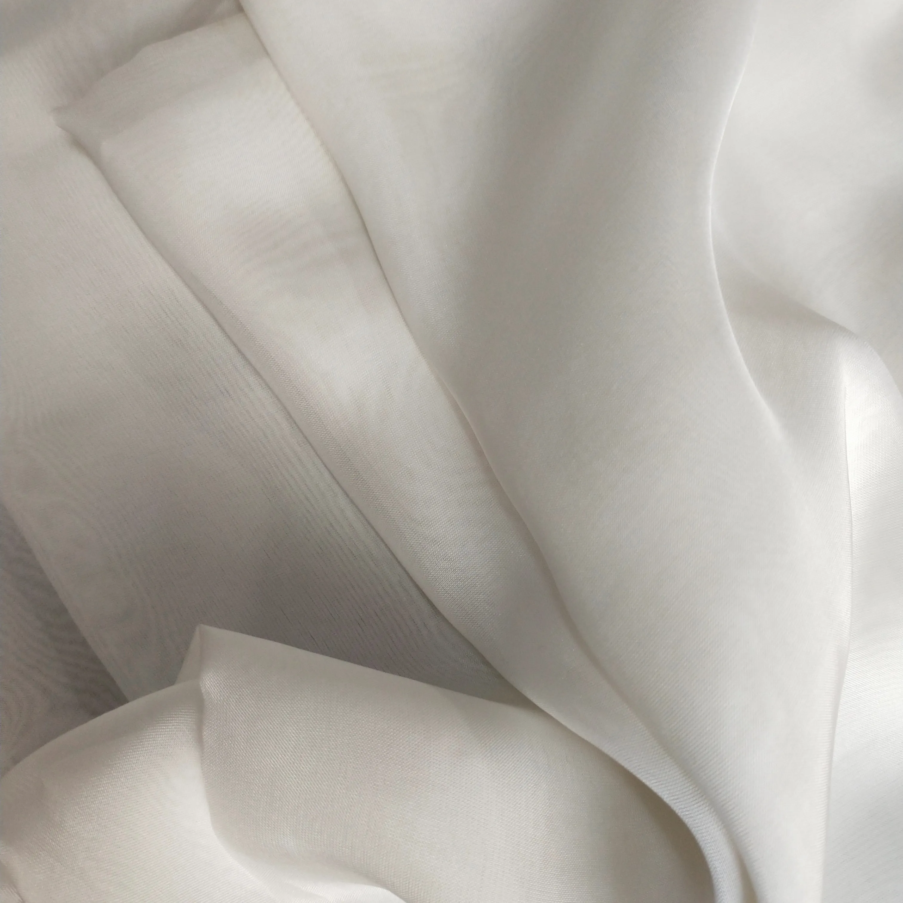 Tecido de chiffon de viscose de seda, cor branca 25% seda 75% viscose