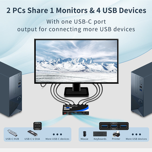 DP KVM交换机2端口8K60HZ 2k144HZ 4k120HZ 2合1至USB切换器2台计算机共享1个监视器3个usb设备 - Product Image 5