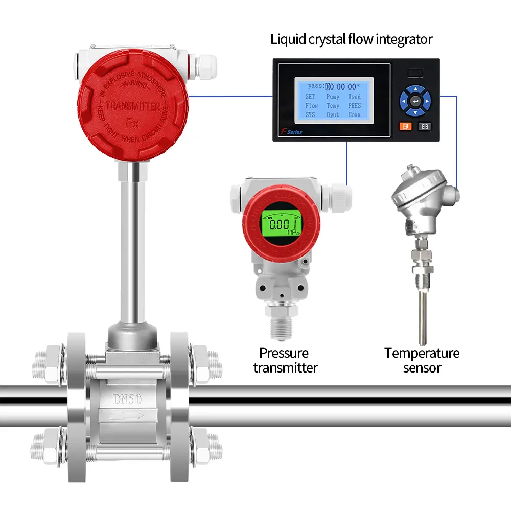 OEM misuratore di portata a vortice di Gas diviso temperatura separata e compensazione della pressione centrale elettrica misuratore di vapore in acciaio inox